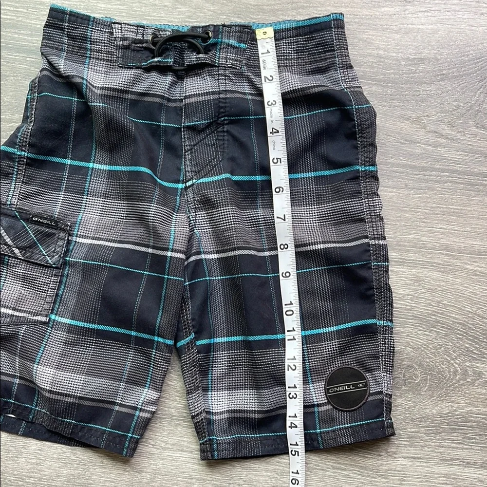 O'Neill Boys Santa Cruz Plaid Boardshorts, black/blue